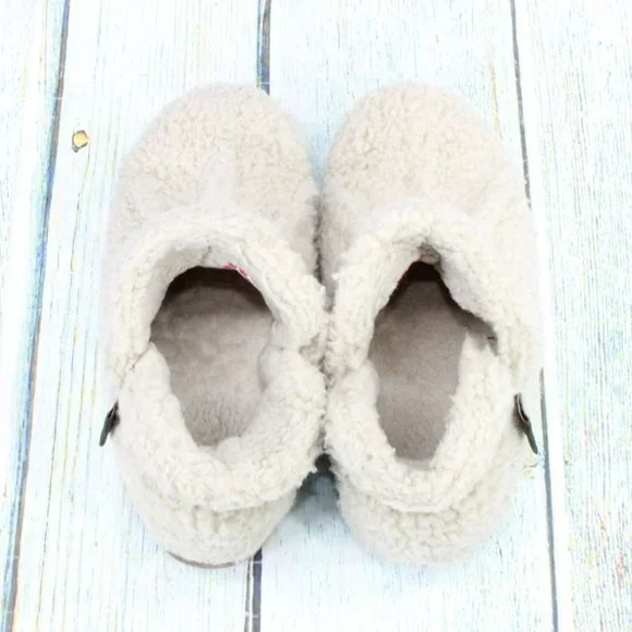 LL Bean Tan Wool Slip On Cozy Pile Fleece Lined Slipper Booties Size 8 M - Picture 7 of 9